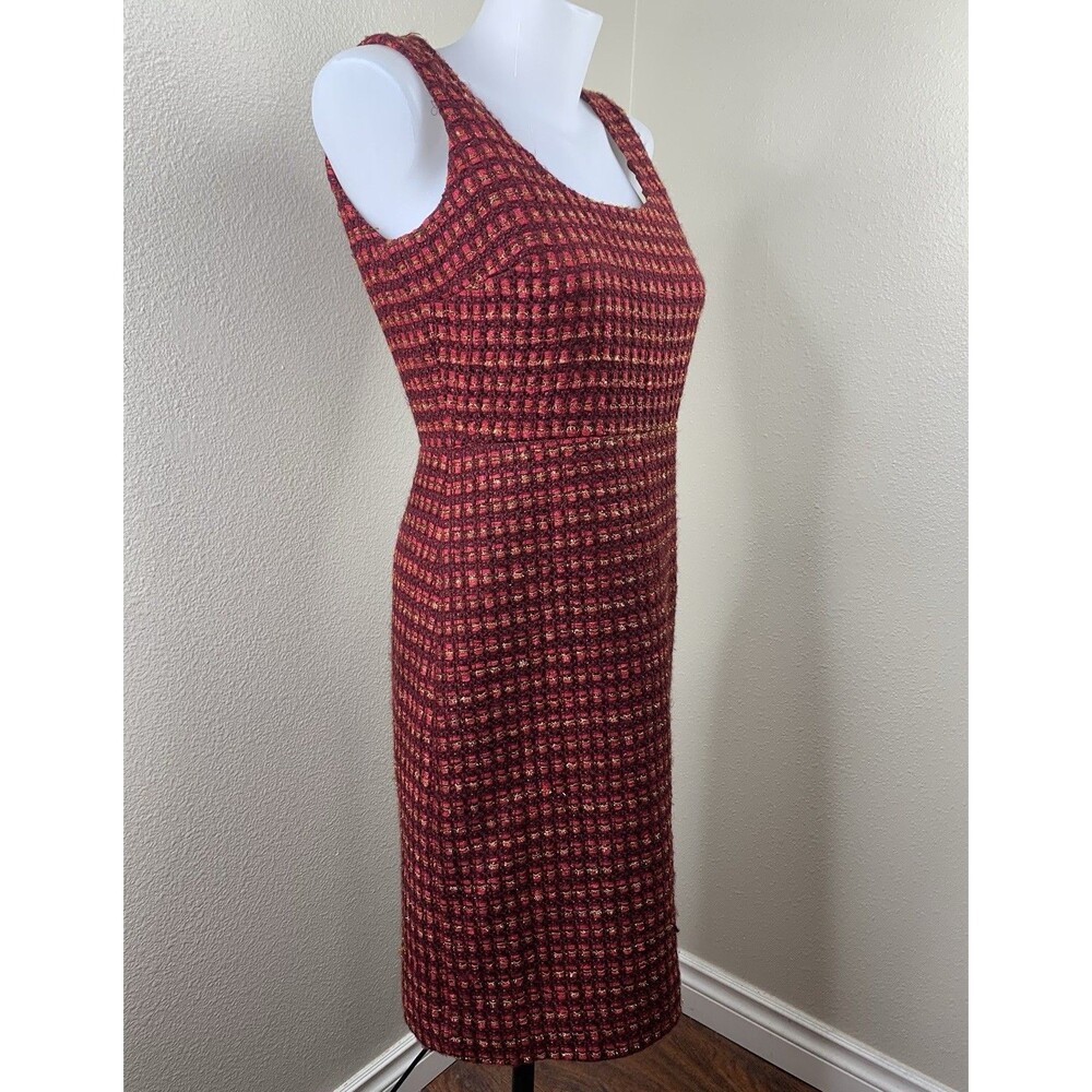Tory Burch Sleeveless Zip Sheath Dress Wool Blend Sz 4 Red Pink